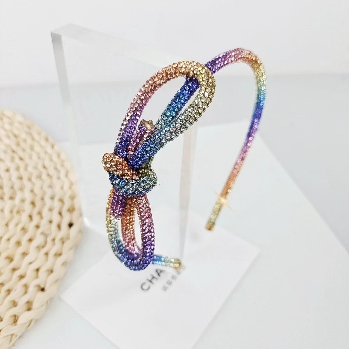 Wholesale Super Sparkling Water Diamond Fashion with Diamond Luxury Light Luxury Style Knotting Full Diamond Headband